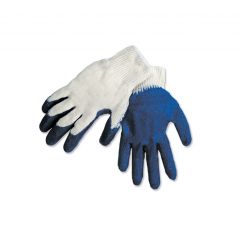 White Cotton/Poly Gloves, Textured Latex Palm, Large, 12 Pack