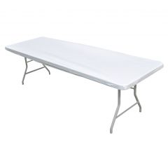 Kwik Covers 6' Rectangle White Table Cover - Bulk 100 Count