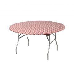 Kwik Covers 48" Round Red/White Gingham Table Cover