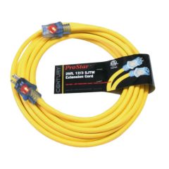 ProStar 25' 12/3 SJTW Heavy-Duty Yellow Lighted Extension Cord, D11712025YL