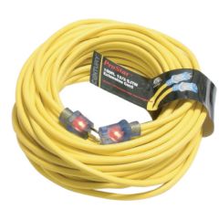 ProStar 12/3 SJTW 100' Heavy Duty Lighted Extension Cord, Yellow